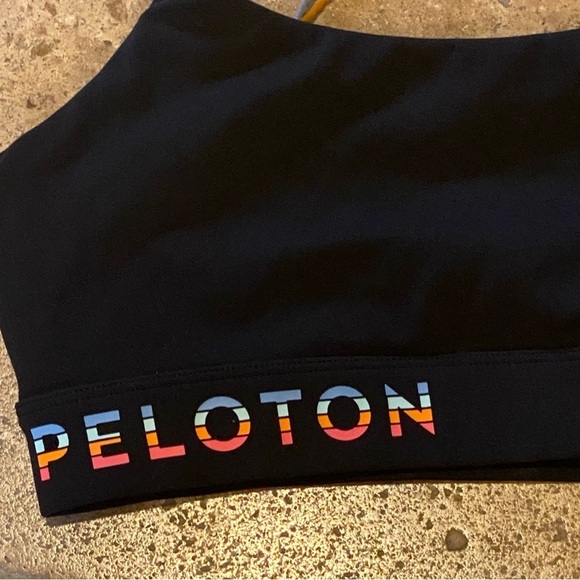PELOTON Women Black Multicolor Strap Athletic Sports Bra Size Small - Picture 2 of 5